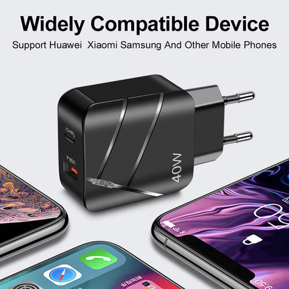 40W PD QC30 Fast Charging Mobile Phone Charger