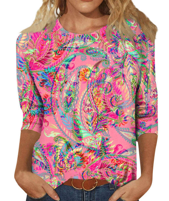 3d Digital Printing European And American Round Neck Pullover T-shirt