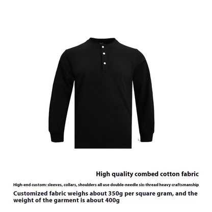 American Retro 320g Heavy Henley Shirt Slim Cotton T-shirt