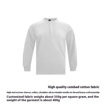 American Retro 320g Heavy Henley Shirt Slim Cotton T-shirt